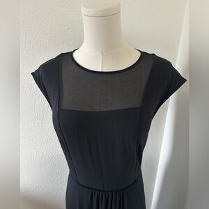 Boden Black Maxi Dress with Mesh Neckline